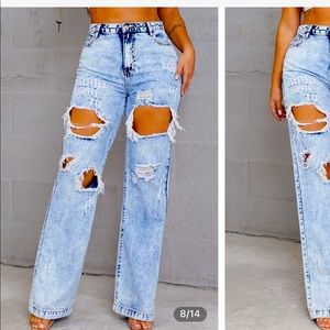 Flamingo wide leg distressed jeans